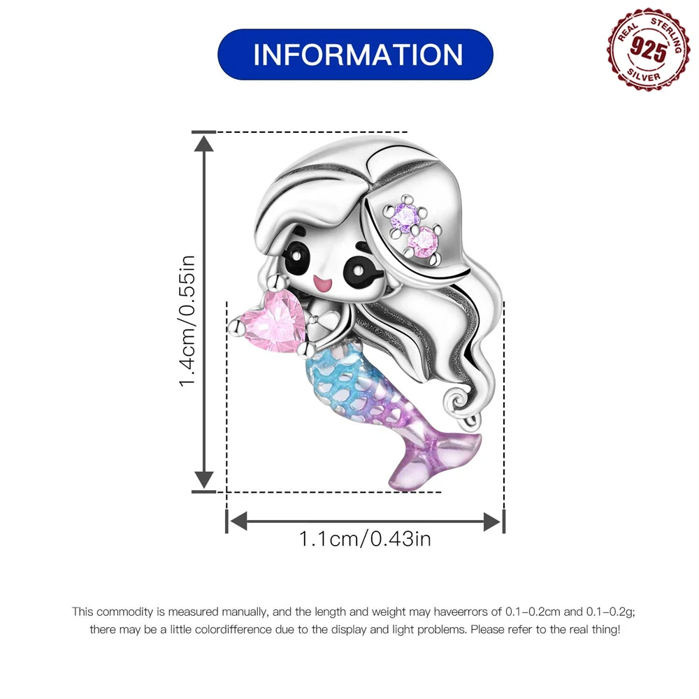 Little Mermaid Beads Charm Fit Silver Plated Original Bracelet for Jewelry Making
