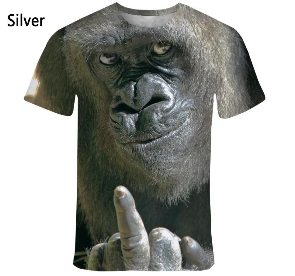 

New Fashion Animal Face 3d Printed T-shirt Men's and Women's Summer Casual Short Sleeve Monkey Dog Cat Lion Animal Print Shirt