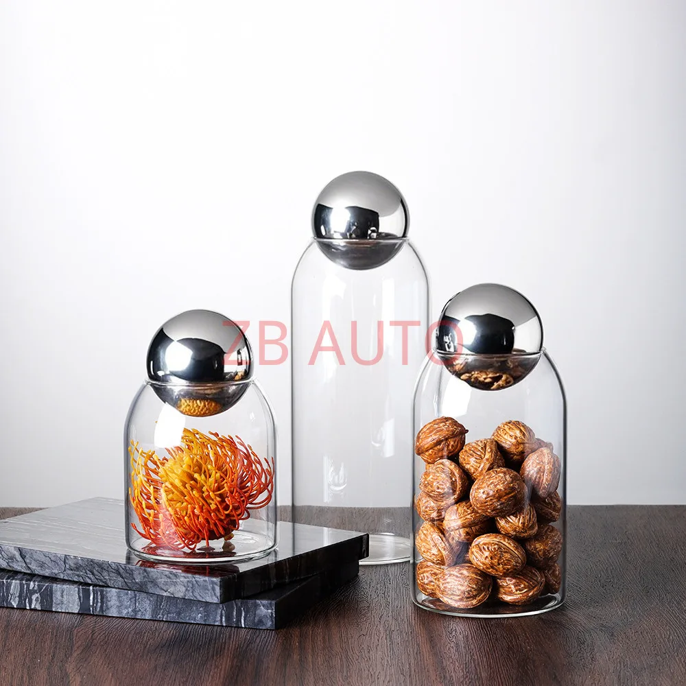 Modern simple sealed jar coffee bean storage jar cork glass bottle tea display storage jar miscellaneous grain storage