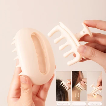2 in 1 실리콘 샴푸 브러시, 두피 마사지 빗, 분리형 헤드 자오선 마사지기, 헤어 워싱 빗, 바디 스크러버 목욕 브러시