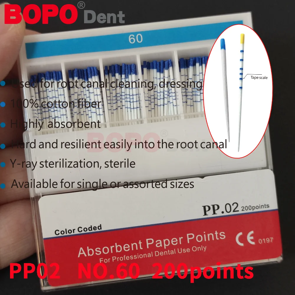 نقاط ورق ماصة للأسنان Pro-T إلغاء جذر معقم كبير مستدق مع مقياس ألياف اللبية مواد طب الأسنان 15-40 #