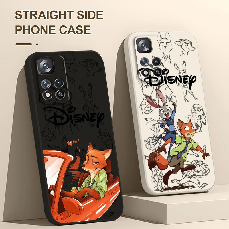 Disney Zootopia Nick Judy Liquid Rope Phone Case For Xiaomi Redmi Note 12 10 11 9 Pro Plus Speed Trubo 11S 11T 10S 9T 5G