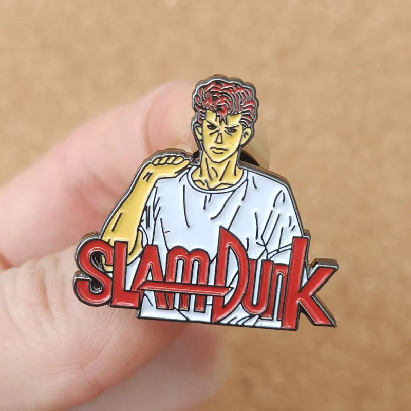 Slam Dunk Sakuragi Hanamichi Anime Lapel Pins Backpack Jeans Enamel Brooch Women Fashion Jewelry Gifts Basketball Cartoon Badges