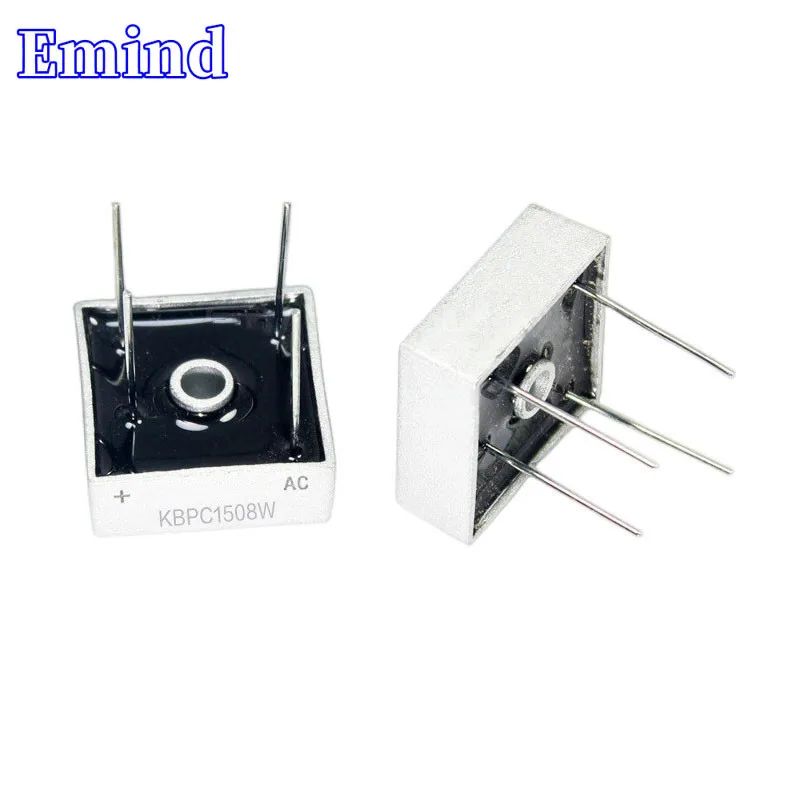 3/10/20/50/100Pcs KBPC1508W Bridge Rectifier DIP-4 Square Bridge 15A/800V GBU Footprint Bridge Stack Cutable Feet