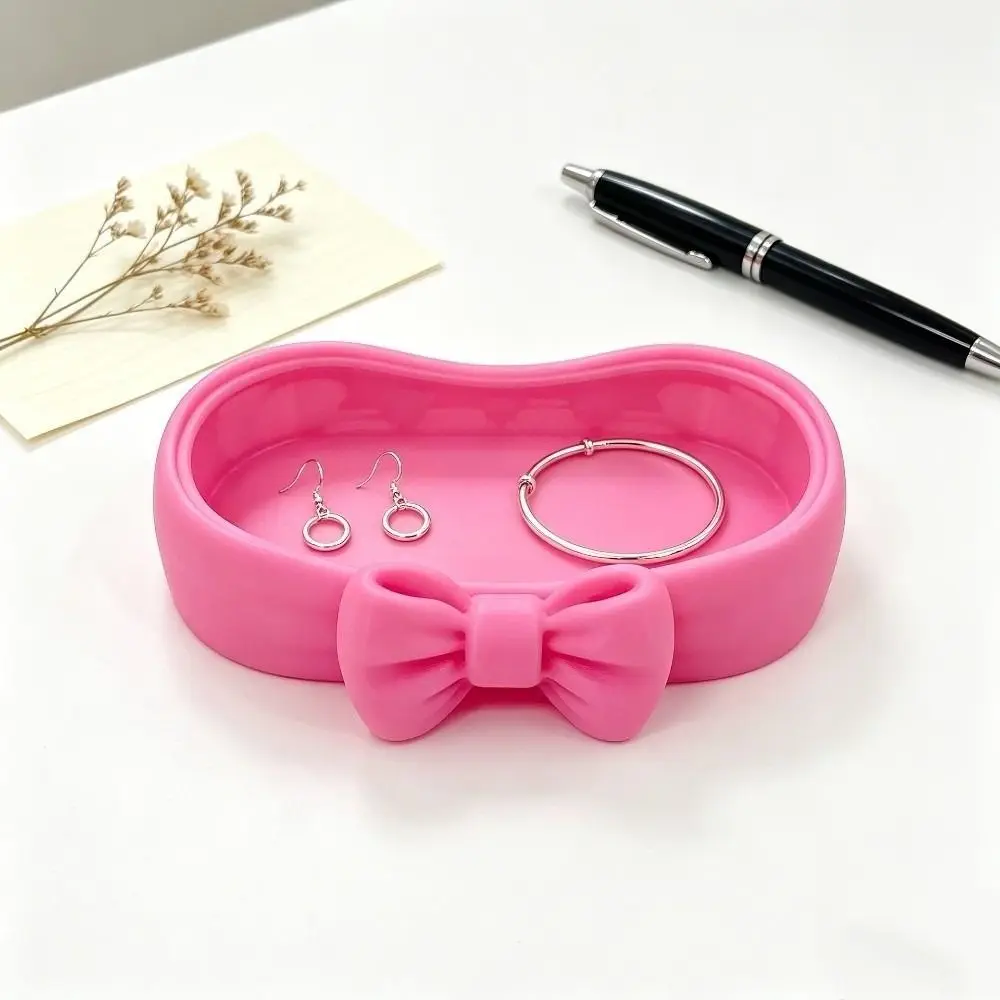 3D Printed 3D Printed Bow Storage Box Love Heart Shell Shape Desktop Organizer Trinket Dish Ring Holder Bowknot Large Capacity