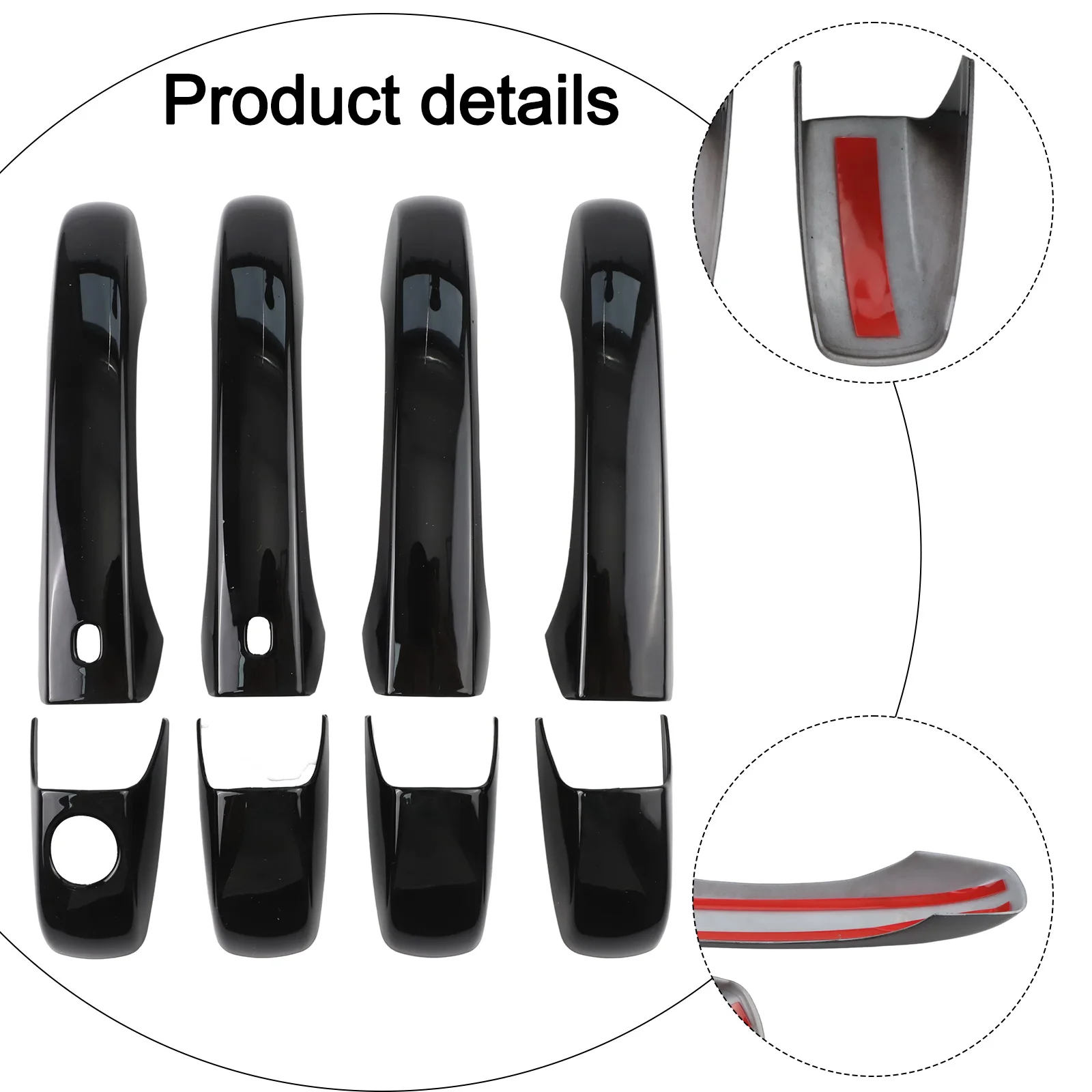 4PCS Bright Black Car Exterior Door Handles Gloves Car Side Door Handle Decoration Outer Outside For Chrysler For 300, For 300C,