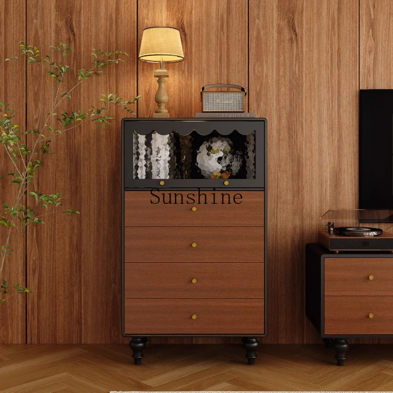 

French retro solid wood chest living room home bedroom storage cabinet