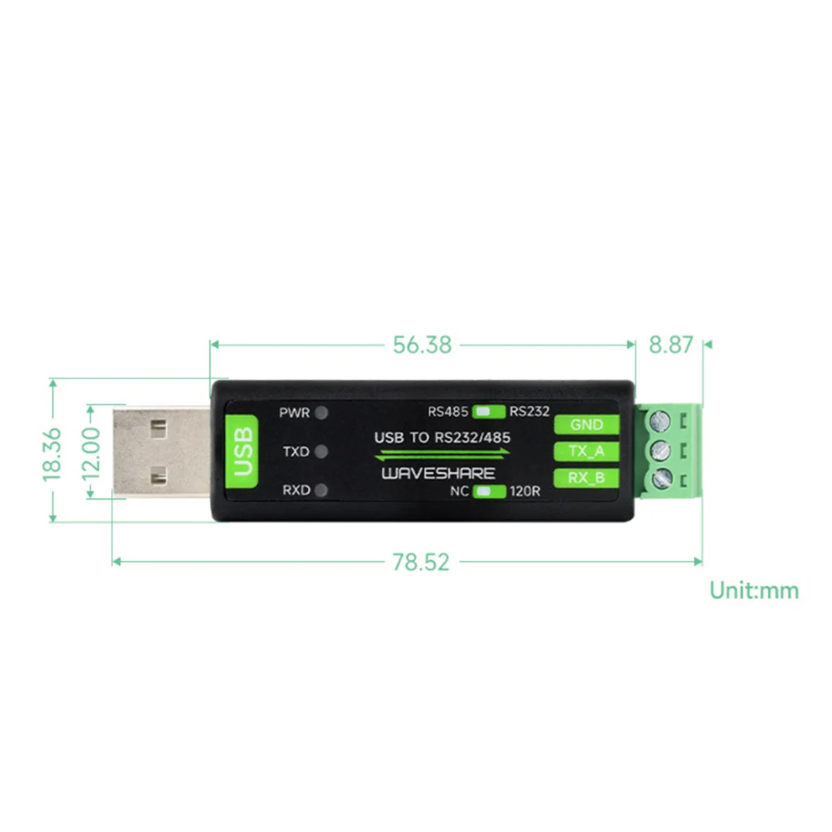 Waveshare USB to RS232/485 Serial Communication Converter FT232RNL for Mac Linux Android Win 11/10/8.1/8/7 Rich