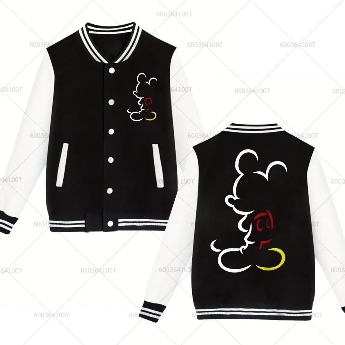 

Disney Mickey Mouse Men's Women Baseball Jacket Sports Autumn Winter Fashion Classic Coats Fleece O-Neck Streetwear Hoodies tops