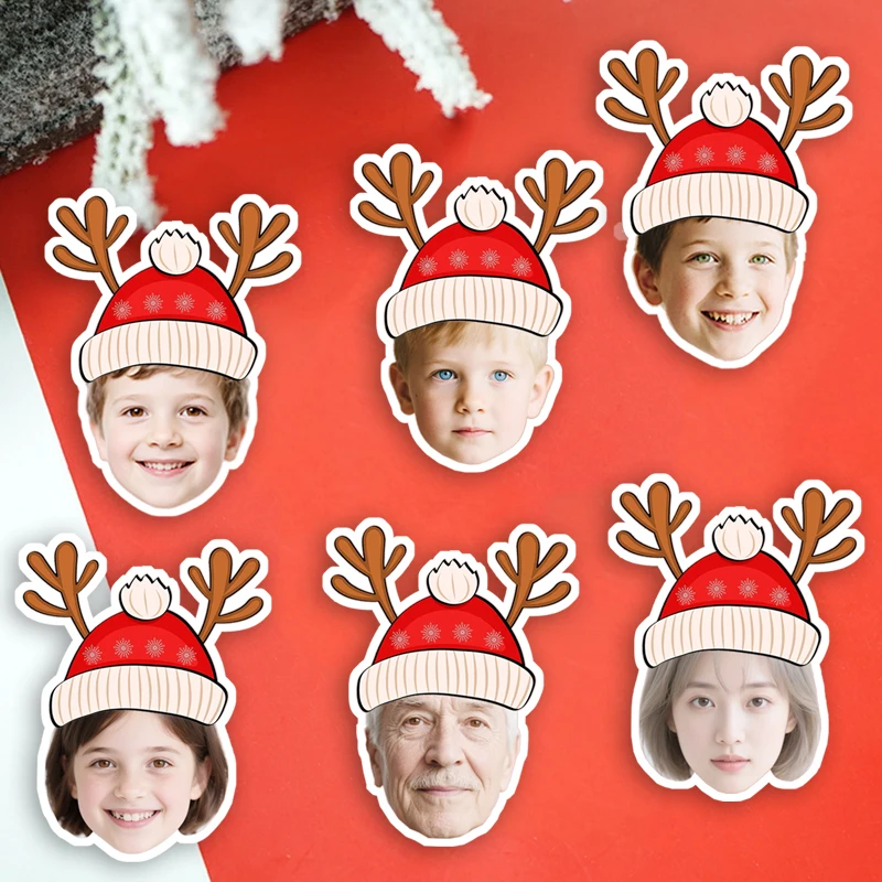 20 قطعة/50 قطعة صورة قابلة للتخصيص عيد الميلاد موضوع ملصقات متعددة سانتا قبعة أنماط نمط السنة الجديدة حفلة الاحتفال ديكور #2