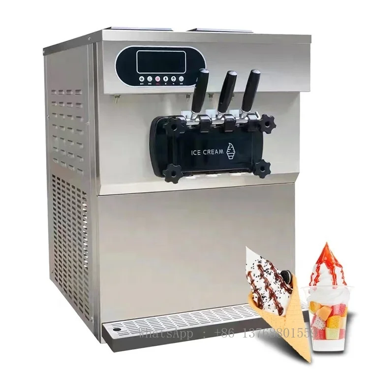 Professional Commercial 25L/H Large Output Ice Cream Machine Maker Automatic 3 Flavor Soft Serve Ice Cream Machine