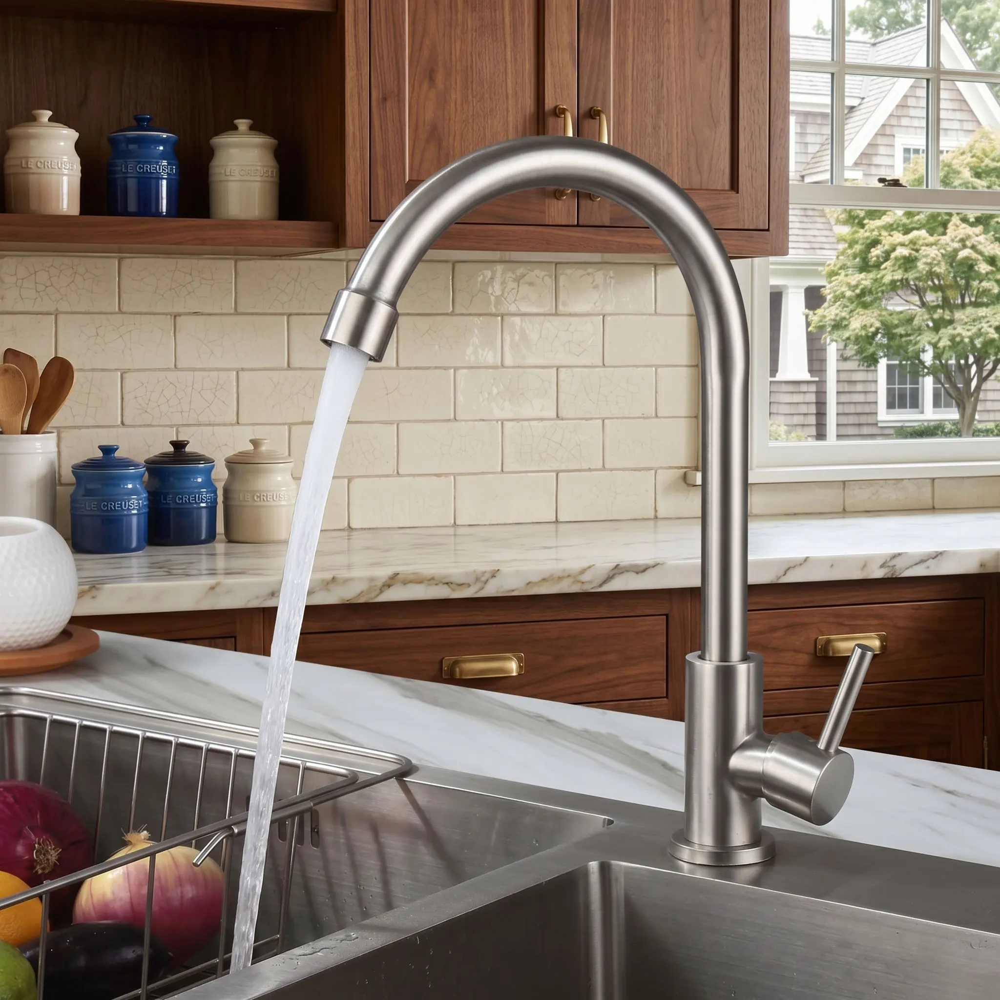 Grifo de acero inoxidable SUS304 para fregadero de cocina, grifería individual de agua fría para lavar verduras