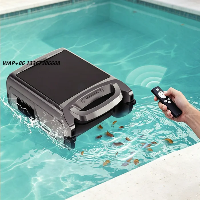 Dual Charging Options High Cleaning Power Smart Solar Powered Robotic Pool Skimmer Twin Salt Chlorine Tolerant Motors Automatic
