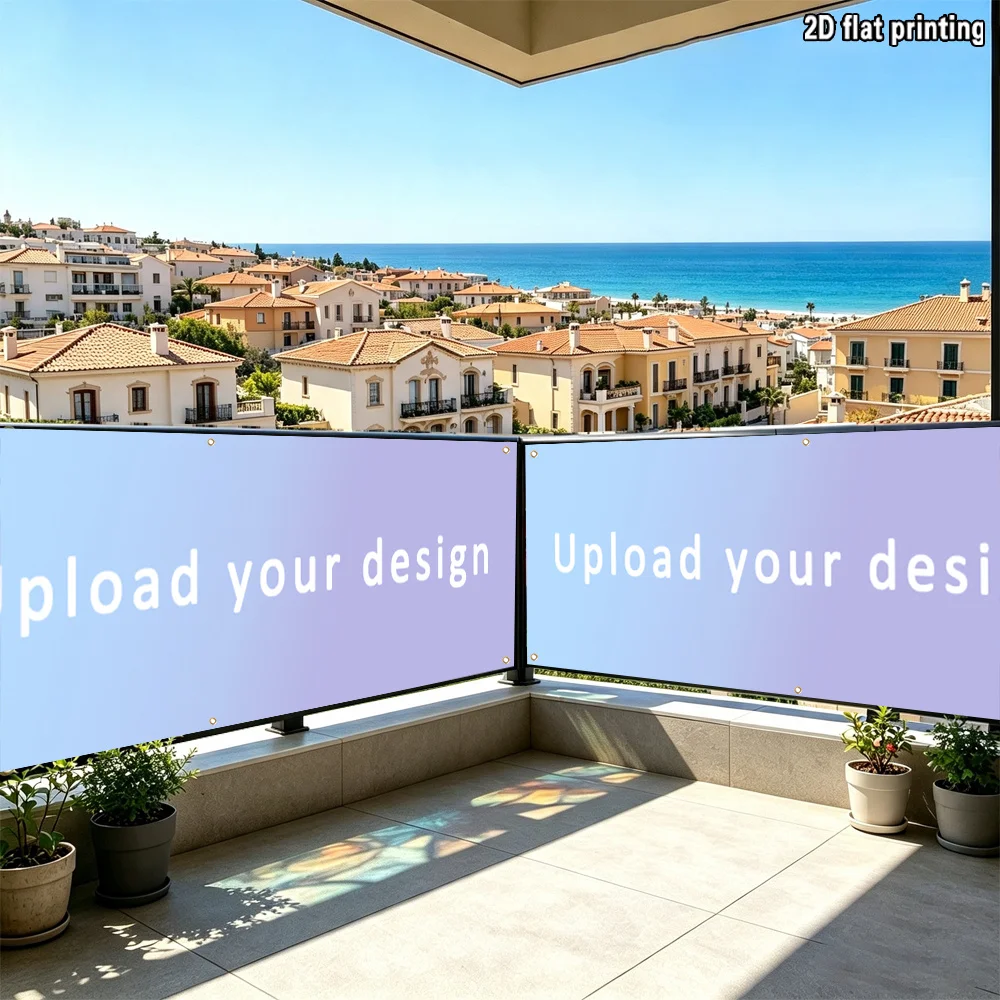 2pcs 2D FLAT Printing Custom Decorative Fence, Custom Balcony Privacy & Protective Screens, Upload Your Own Photo, Polyester