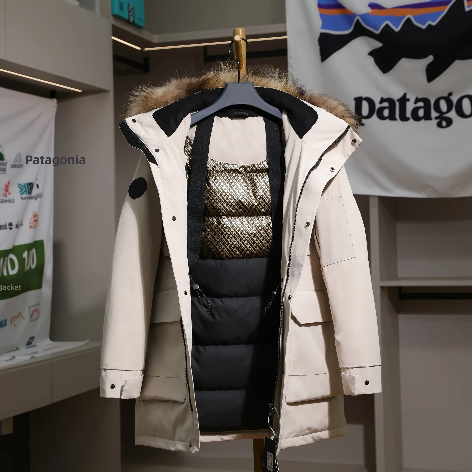 

Raccoon Fur Collar down Jaet Men's Mid-Length Thiened Hooded Du down Coat Faionable Urban Sle Youth Outer...