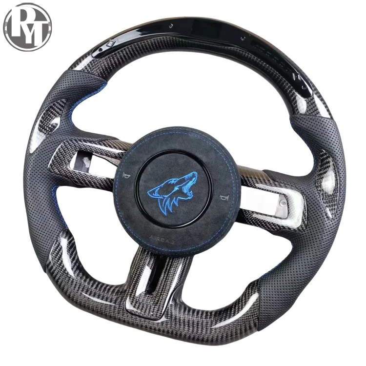 LED shift light racing car real carbon fiber steering wheel for Ford Mustang GT 2015 2016 2017