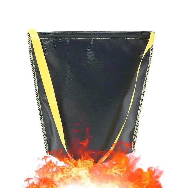 New Barbecue Fireproof Bag Camp Fire Retardant Cloth Bag Black Flame Retardant Fire Extinguisher Cloth Bag BBQ Charcoal Bag