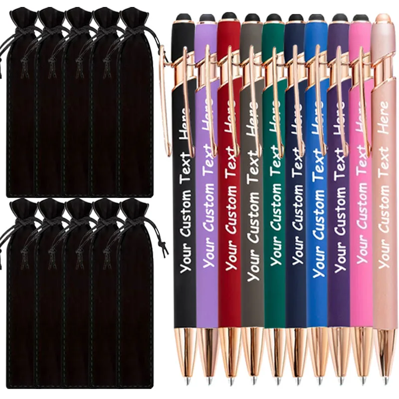 15 Sets Anpassbare Gravierte Metall-Kugelschreiber mit Robustem Etui + 15 Stück Individuelle Stifttaschen - Großpackung Schreibutensilien für Unternehmen – Detail 1