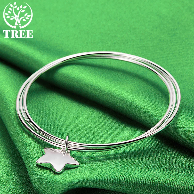 Sweet Stylish 925 Sterling Silver Multi Ring Star Bracelet  Birthday Party Valentine's Gift For Women Youthful Jewelry Accessory