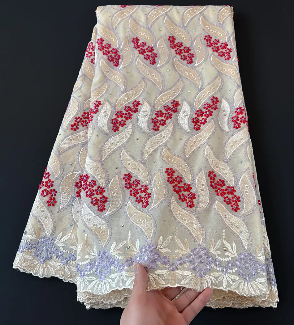 3D Floral Embroidery African Cotton Lace Newest Swiss Voile Lace Traditional Nigerian inspired Fabric