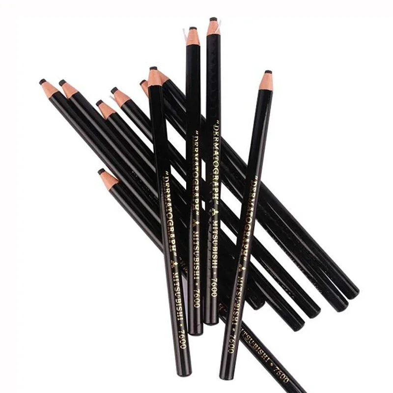 Hot 1Pcs Lapis Dermatografico Dermograph Mitsubushi 7600 Black Microblading Eyebrow Marker Pencil Tattoo Accesories Supplie