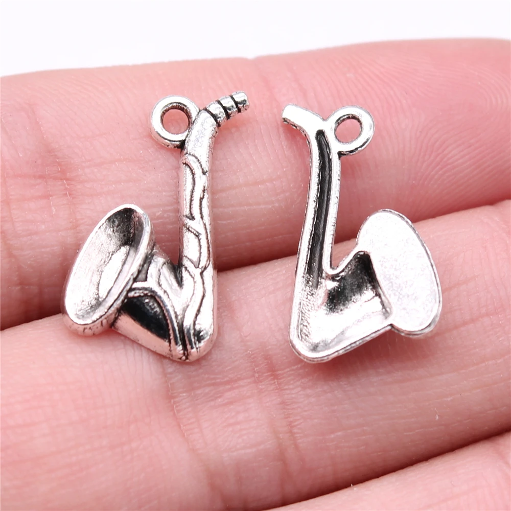 40pcs 21x12mm Pipe Saxophone Charms Antique Silver Plated Charms Jewelry Findings Jewelry Components For Jewelry Making