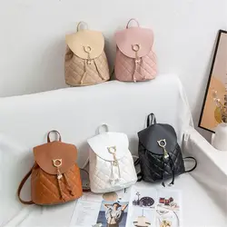 Fashion Women Mini Backpack PU Leather Cute Children Small Drawstring Backpacks Casual Student Bookbags