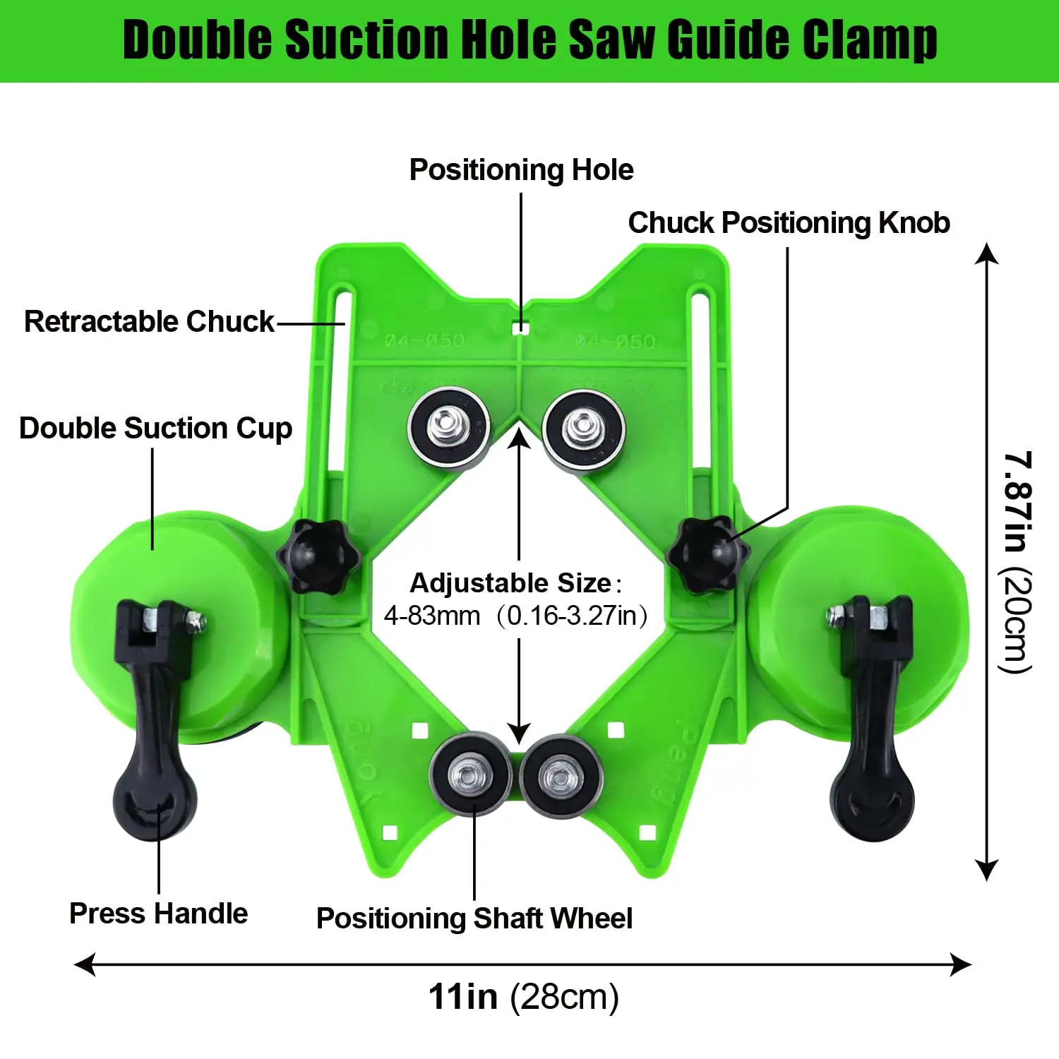 17Pcs Diamond Tile Drill Bits Set Double Suction Cups Hole Saw Guide Jig (1/4