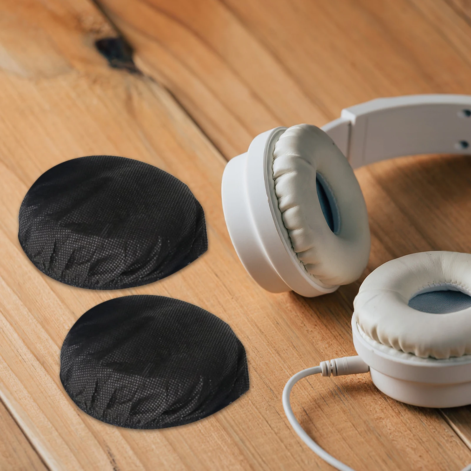 

300pcs Gaming Headphone Covers Black Non-Woven Earpad Protectors Universal Over-Ear Cushion Covers For Gym Aviation Racing -