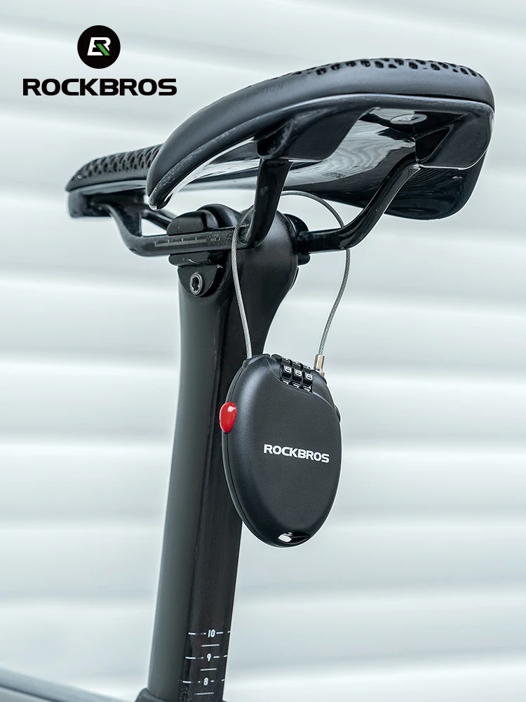 ROCKBROS Fahrradschloss, Diebstahlschutz, tragbar, leicht, 3-stelliges Passwort, Kabelschloss, Helmschloss, Kette, Rucksack, Fahrradzubehör