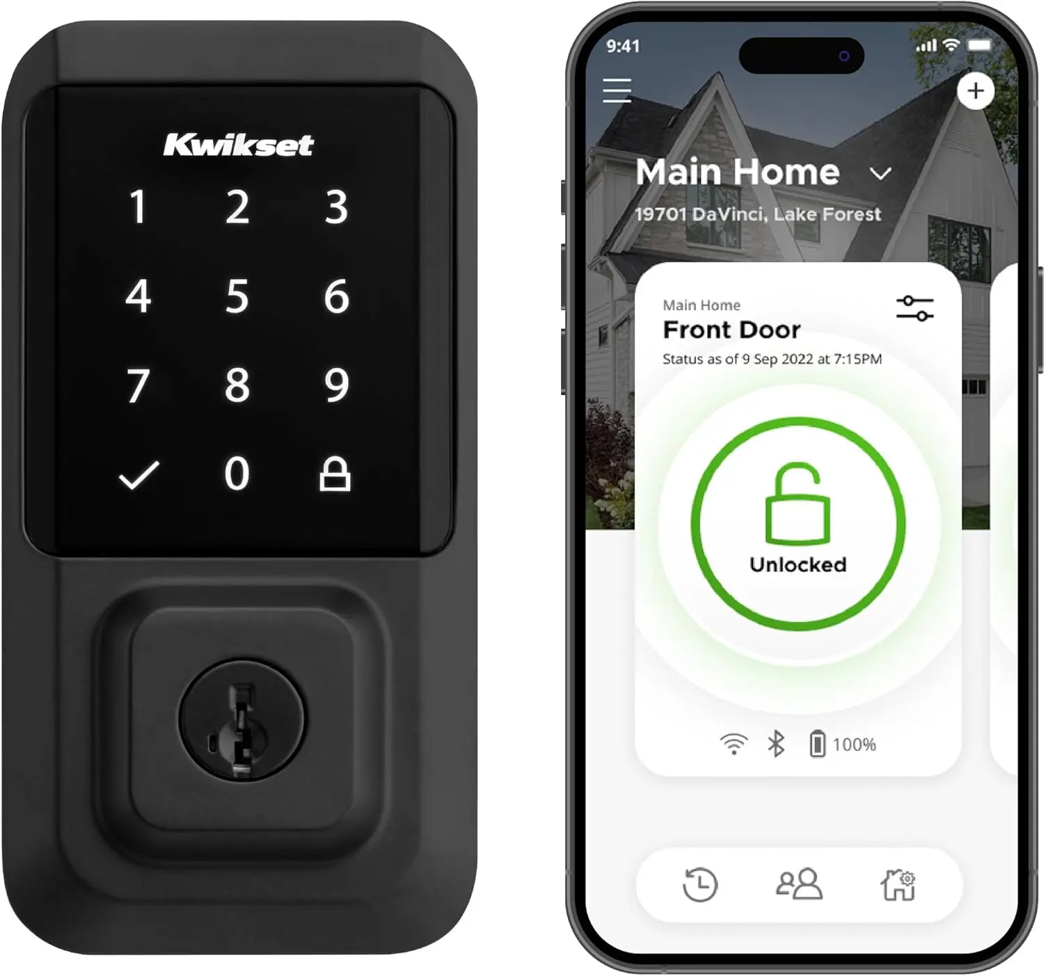 Halo Wi-Fi Smart Lock, Keyless Entry Front Door Touchscreen Deadbolt, Matte Black Finish,