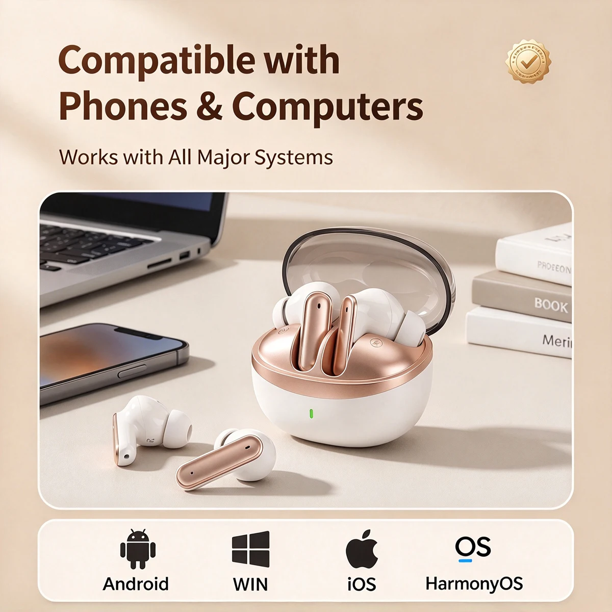 TWS Transparent Visible Charging Case Bluetooth 5.3 Earphones Touch Control ENC Noise Cancelling HIFI Stereo Gaming Headset