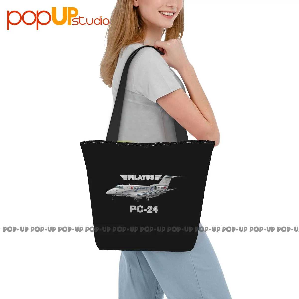 Pilatus Pc-24 (Silver) Airplane Retro Handbags Convenient Shopping Bag Carrying Bag