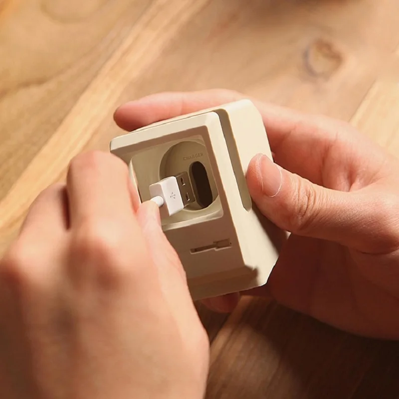 حامل شاحن سيليكون لساعة أبل 7 6 5 4 iWatch 3 2 1 جهاز شحن حامل ريترو نمط الكمبيوتر حارس قوس قاعدة #4