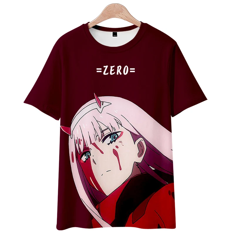 Darling in the franxx Short Sleeve T-shirt National Team 02 Anime Surrounding Men's and Women's Casual Clothing Cos