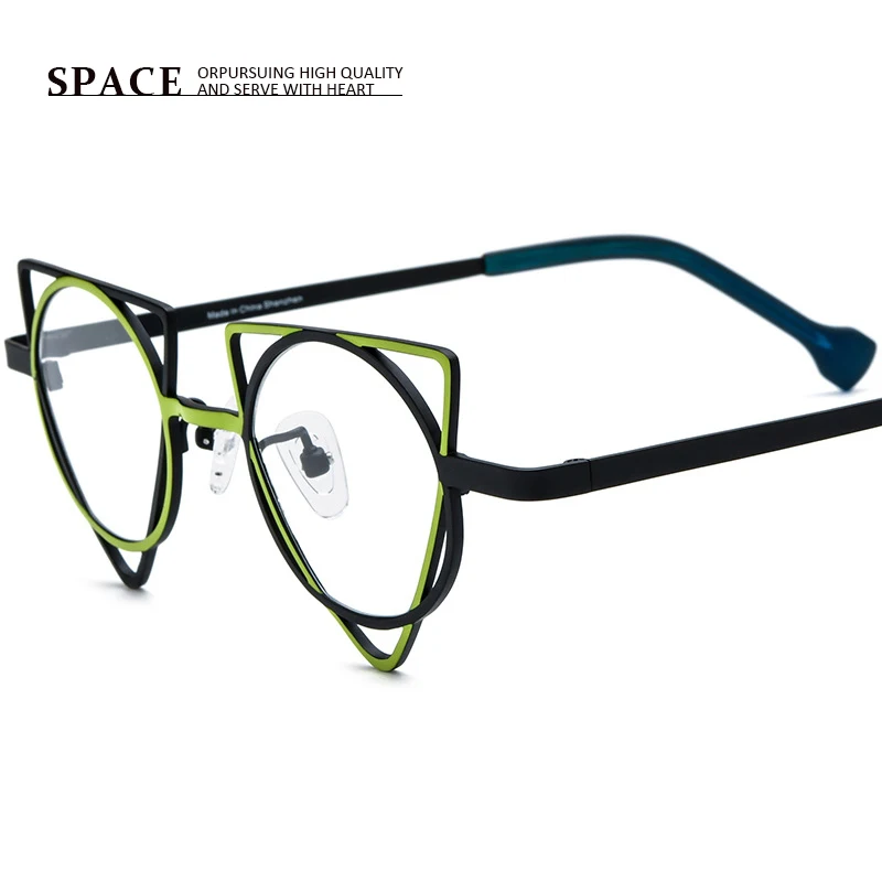 Opposite-sex fashion eyeglasses frame 185859 lady personality titanium color cat eye niche all can match glasses myopia glasses