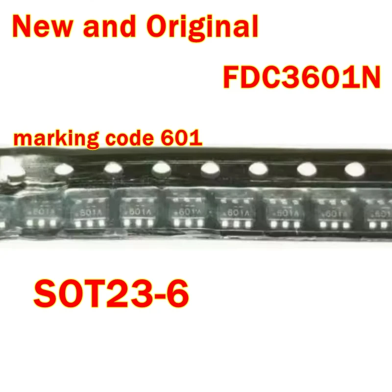 New and Original  FDC3601N SOT23-6 dual N-channel 100V MOSFET marking code 601