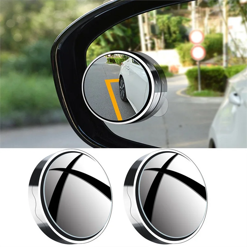 

2Pcs 360 Degree Adjustable Blind Spot Mirror Car Auxiliary Rearview Convex Mirror Round Frame Wide Angle Mirrors for Car Reverse