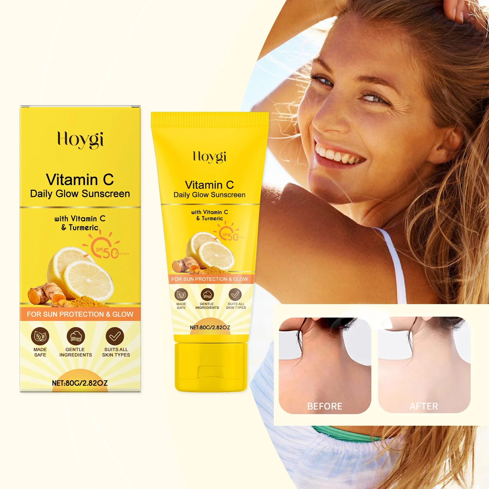 

Vitamin C Gentle Protective Cream Refreshing Non-Sticky Hydrating Skin Summer Outdoor Protective Cream