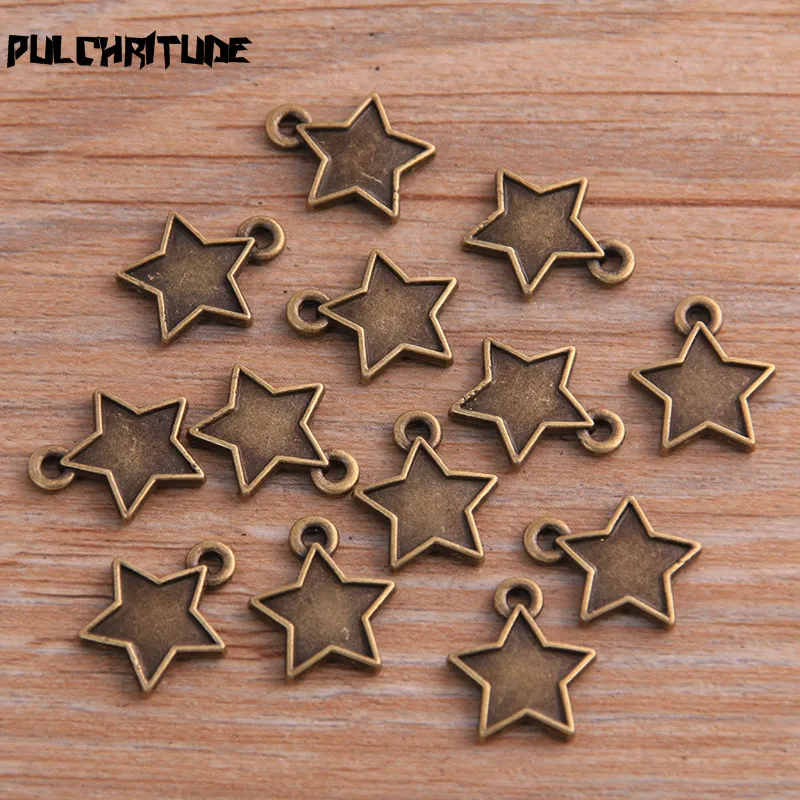 30PCS 12*14mm New Product Two Color MINI Star Charms Pendant Jewelry Metal Alloy Jewelry Marking