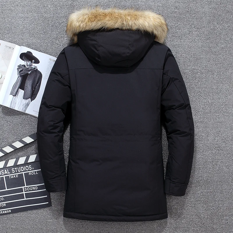 -40 degrees White Duck Down Jacket Men Thick Winter 2024 NEW Big Fur Collar Warm Parka Waterproof Windproof Top Quality