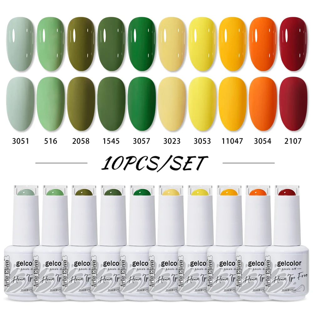Arte Clavo 15 ml 10 Stück HEMA TPO FREE Gel-Nagellack-Set, semi-permanente UV-Gel-Lacke, Soak Off Lacquer Nail Need Base Top Coat