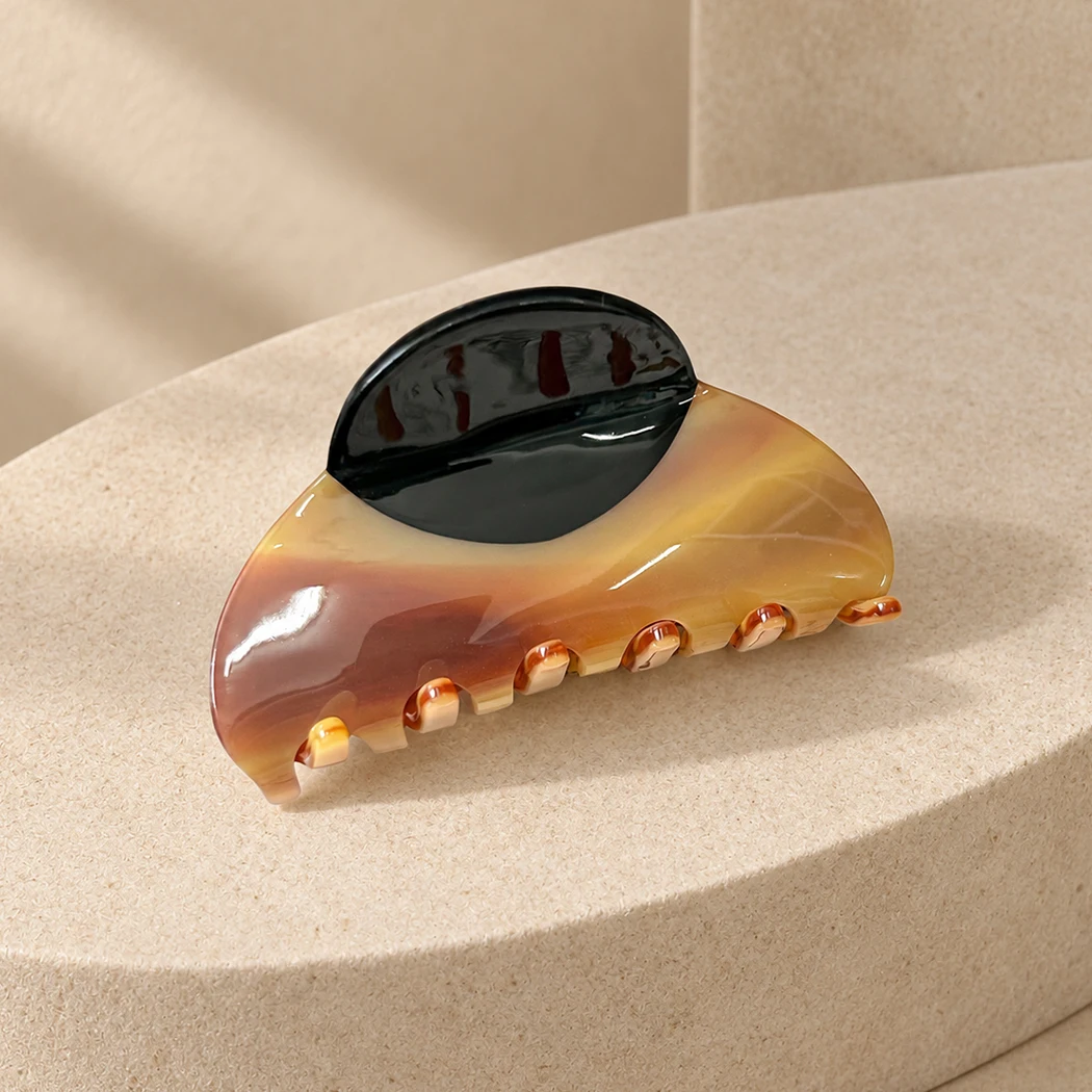 7.5cm Acetate Hair Claw Clips French Vintage Geometric Oval Tortoise Shell Marble Strong Hold Jaw Clips Women's Hair Accessories image 4