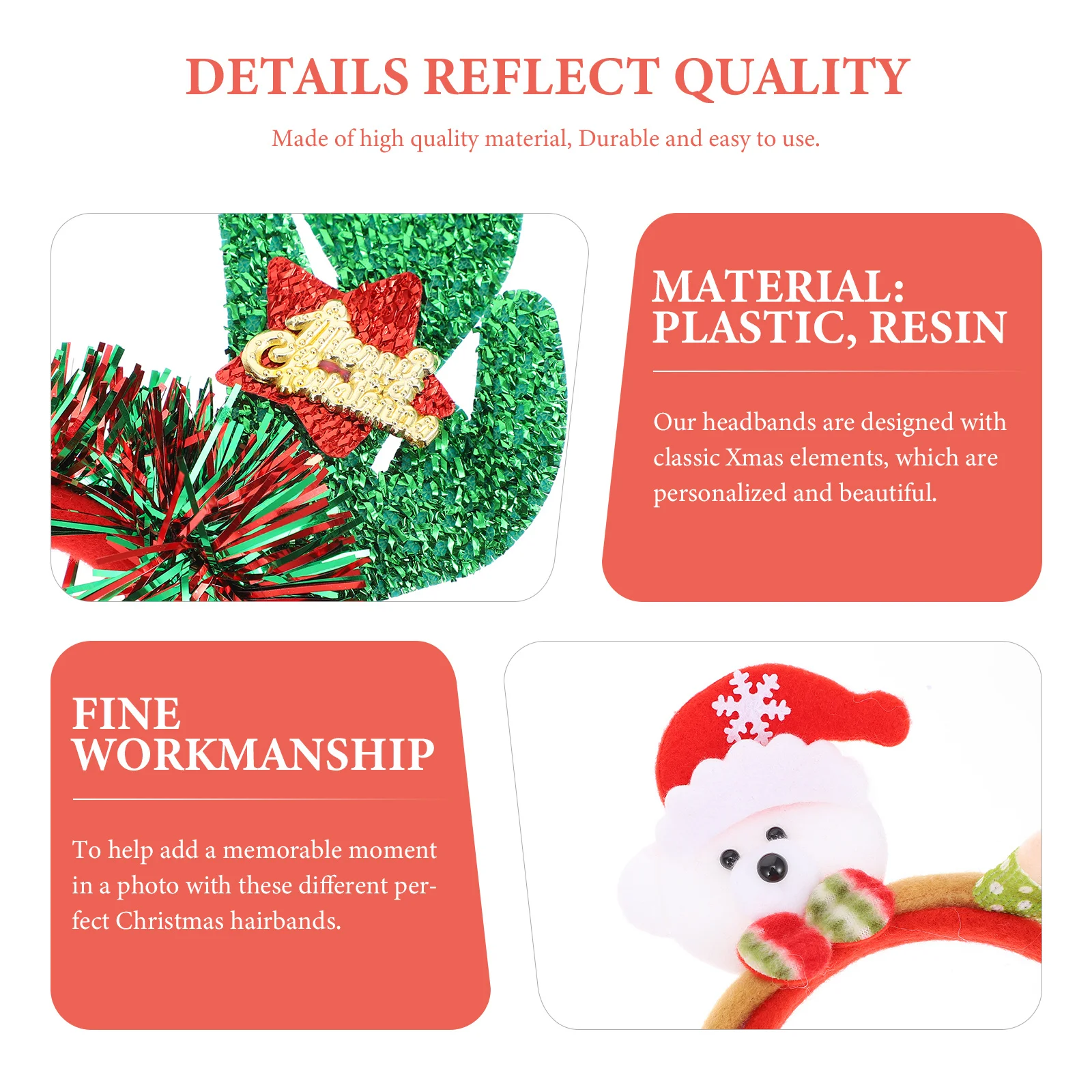 

12Pcs Christmas Hair Hoops Xmas Headbands Kids Adult Flexible Party Supply Costume Headpiece Carnival Prop Holiday Photo