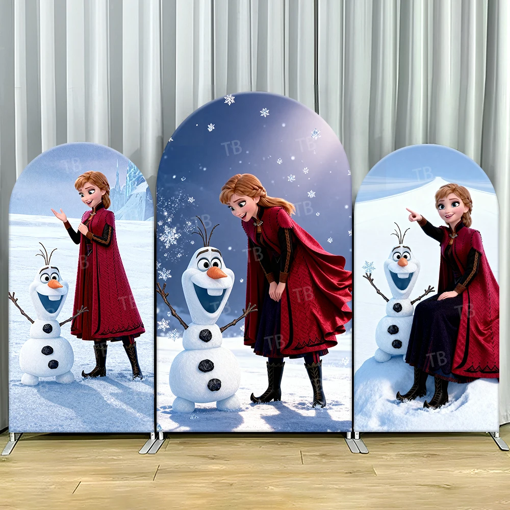 

TB Frozen Princess Anna Arch Backdrop Cover Olaf for Girls Birthday Party Baby Shower Decor Photograph Background Wall Props