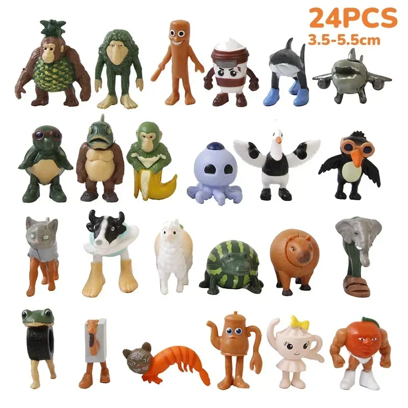 24 Uds. Figuras italianas Brainrot Tung Sahur muñeca Tralalero Tralala Bombardino Crocodilo Shimpanzini Bananini modelo juguete para regalo **