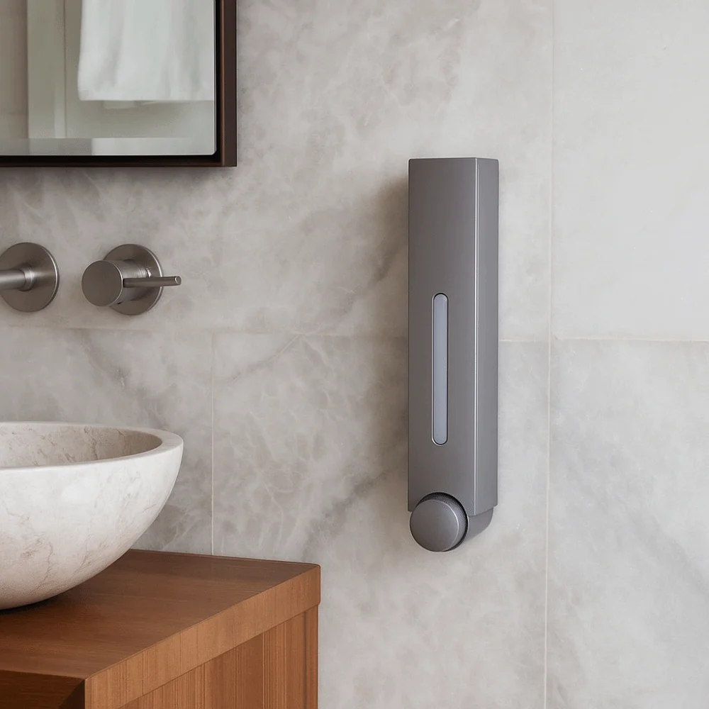 

Press Design Shower Liquid Dispenser Plastic Moisture-proof Bathroom Soap Dispenser 420ml Large Capacity Wall Mount Dispenser