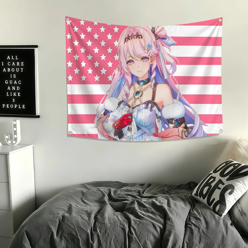 Wuthering Waves Denia Kawaii Flag Polyester Printing Banner For Bedroom Living Bar Garden Garage Wall Art Out Door Decoration