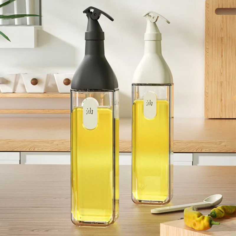 New 500ml Olive Oil Dispenser Bottle for Kitchen, Auto Flip Vinegar Dispenser, Leakproof Soy Sauce Dispenser, Glass Cruet