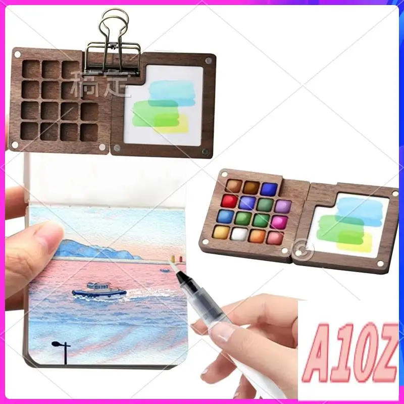 0Z-Travel Paint Palette, Portable Watercolor Set With Clip And Water Pen, Pocketartist Watercolor Travel Set,Paint Palette